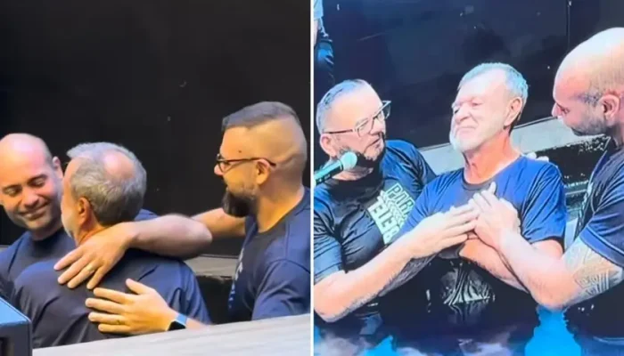 O batismo de Paulo. (Foto: Reprodução/Instagram/Renan Nunes)