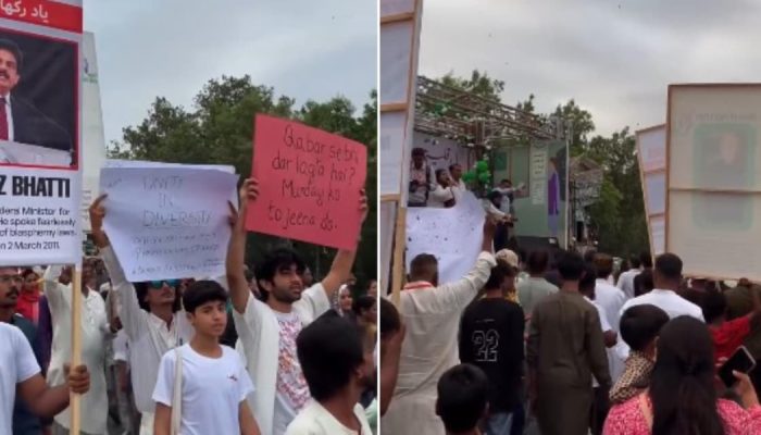 Os manifestantes marcharam pedindo igualdade e liberdade para minorias religiosas. (Foto: Reprodu...