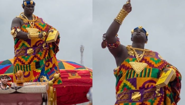 Nana Kobena Kwedu IV exibiu uma Bíblia durante o desfile. (Foto: Reprodução/Facebook/Nana Kwab...