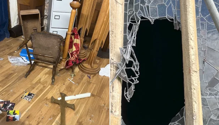 Criminosos vandalizaram a Igreja de St Mary e St Martin em Blyth. (Foto: Reprodução/GB NEWS).